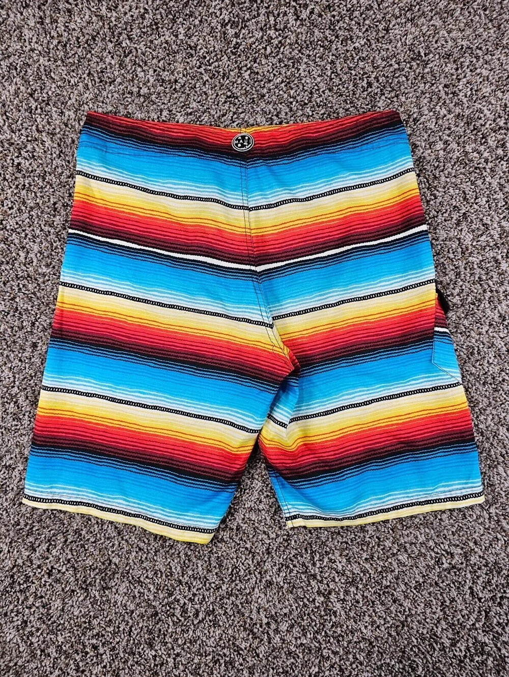 Maui & Sons Mens Sz 32 Board Shorsw Swim Trunks Bright Rainbow Striped